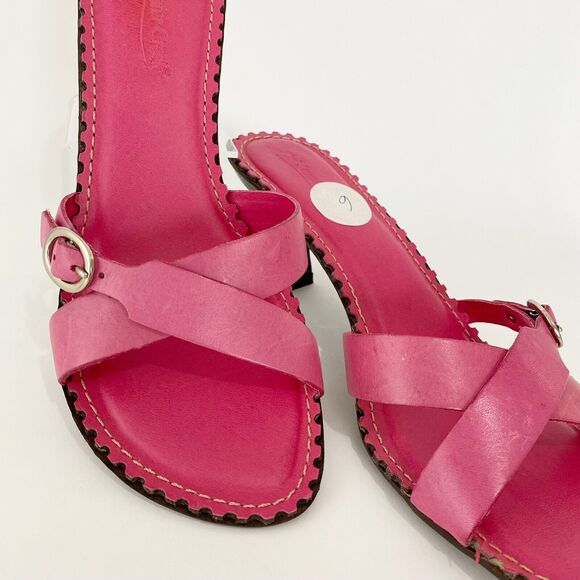 Coldwater Creek Sandal Womens Size 9 Leather Open Toe Buckle Accent 2.25" Spool - Picture 3 of 12